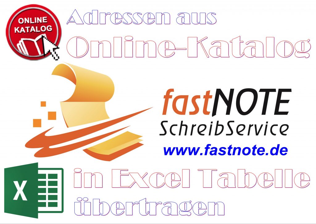 Adressen aus einem Online-Katalog in eine Excel Tabelle übertragen