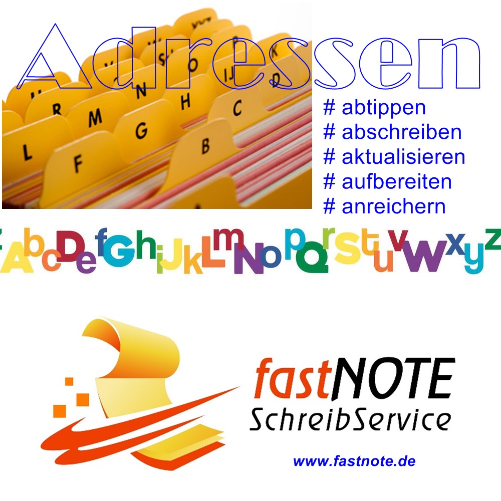 Adressen abtippen, abschreiben, aktualisieren, aufbereiten, anreichern