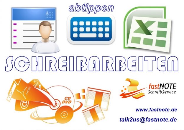 Schreibarbeiten abschreiben abtippen von diversen Quellen und Vorlagen in Excel oder Word