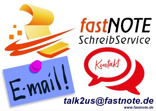 KONTAKT zu unserem Büroservice per E-Mail talk2us@fastnote.de
