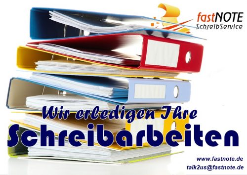 fastNOTE SchreibService manuelle Schreibarbeiten für den deutschsprachigen Raum D-A-CH