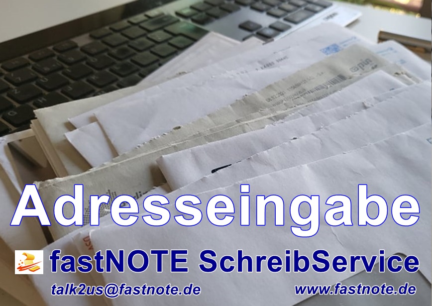 Adressen von Briefen abtippen in Excel Ihr Schreibbüro für Unternehmen und Haushalte im deutschsprachigen Raum D-A-CH